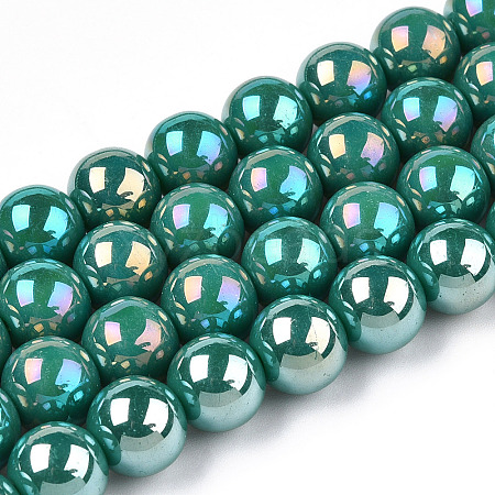 Electroplate Opaque Glass Beads Strands X-GLAA-T032-P8mm-AB12-1