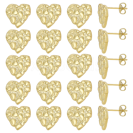 10 Pairs Brass Stud Earrings EJEW-PH0001-52A-1
