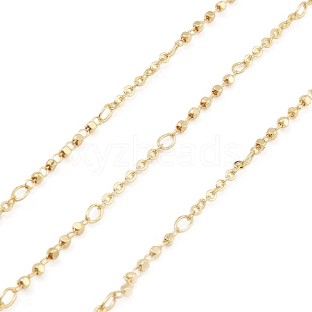 Brass Cube Beaded Link Chains CHC-M025-63G-1