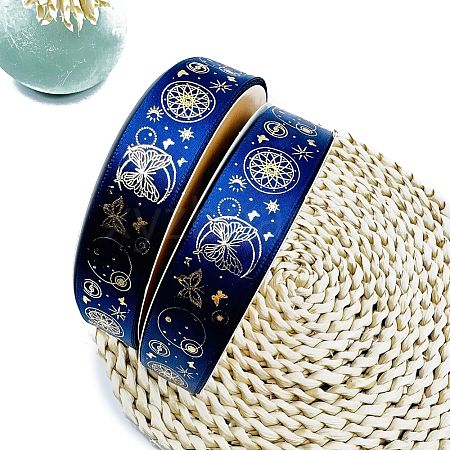 Golden Hot Stamping Butterfly Star Pattern Polyester Ribbons PW-WG28749-16-1