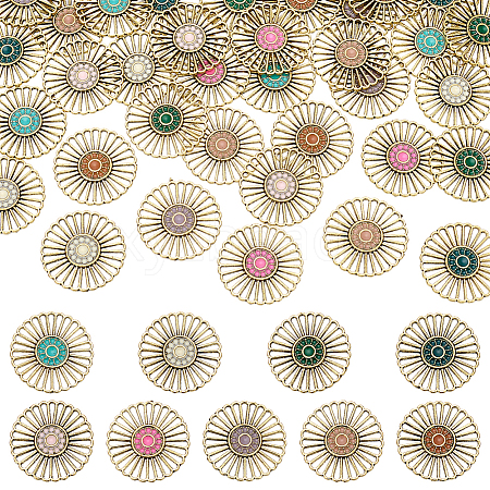 36Pcs 9 Colors Alloy Enamel Flower Chandelier Component Links FIND-PH0059-71-1