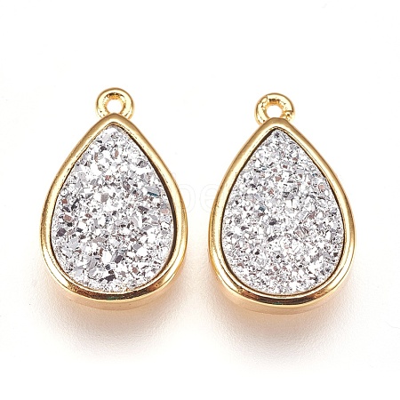 Resin Imitation Druzy Crystal Pendants KK-O101-A08-1