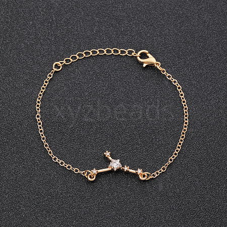 12 Constellations Alloy Rhinestone Link Bracelets WG43B2B-09-1