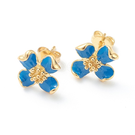 Brass Enamel Stud Earrings EJEW-H125-14C-G-1