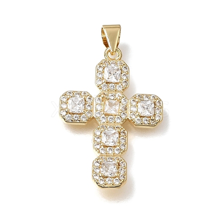 Brass Micro Pave Clear Cubic Zirconia Pendants CU-CBA9883-05A-G-1