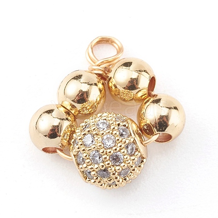 Brass Micro Pave Clear Cubic Zirconia Charms PALLOY-JF00638-01-1