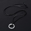 Natural Quartz Crystal Ring Pendant Necklace with Waxed Cords NJEW-R262-01A-05-3