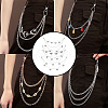 4Pcs 4 Styles Brass Double Layer Chains for Jeans Pants with Alloy Butterfly Charms AJEW-GO00011-6