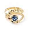 Resin Eye Open Cuff Ring with Cubic Zirconia RJEW-P032-01G-3