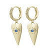 Brass Micro Pave Clear Cubic Zirconia Dangle Huggie Hoop Earrings KK-R137-013-NF-1