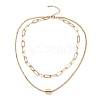 PVD Vacuum Plating 304 Stainless Steel Double Chains Multi Layered Necklace with Column Beaded for Women STAS-E155-11G-1