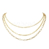Brass Paperclip Chain 3 Layered Necklaces for Women NJEW-JN05507-3