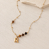 European Faceted Natural Tiger Eye 304 Stainless Steel Alphabet Pendant Necklaces QN9691-18-1
