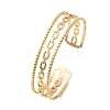 304 Stainless Steel Hollow Cuff Bangles for Women BJEW-B120-06G-02-4