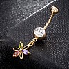 Brass Cubic Zirconia Navel Ring AJEW-EE0004-13-1