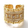 Rack Plating Multi-layer Brass Clear Cubic Zirconia Open Cuff Rings RJEW-S411-23G-2