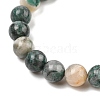 Natural Dioptase Round Beaded Stretch Bracelets BJEW-JB11195-01-3