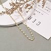 Glass Pearl Link Chain Necklaces NJEW-JN03203-4