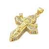 Cross Theme Rack Plating Brass Micro Pave Cubic Zirconia  Pendants KK-Z074-61G-2