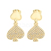 Spades Brass Pave Clear Cubic Zirconia Dangle Stud Earrings EJEW-M258-33G-1