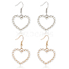 ANATTASOUL 2 Pairs 2 Colors Plastic Imitation Pearl Hollow Out Heart Dangle Earrings EJEW-AN0001-90-1