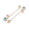 Rack Plating Star Brass Deep Sky Blue Cubic Zirconia European Safety Chains KK-F879-21G-2