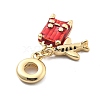 Rack Plating Brass Red Enamel European Dangle Charms KK-Q017-20G-2