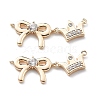 Brass Clear Cubic Zirconia Connector Charms KK-G523-09G-1