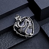 Natural Obsidian Metal Dragon Wrapped Pendants PW-WG32694-02-1