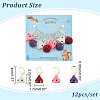 12Pcs 4 Colors Resin Teardrop with Cartoon Face Pattern Charms Locking Stitch Markers HJEW-PH01513-2