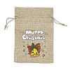 Christmas Printed Burlap Packing Pouches Drawstring Bags ABAG-Q053-02A-10-1