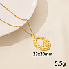 304 Stainless Steel Hollow Round Pendant Necklaces FU6316-10-1