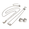 Non-Tarnish Rectangle 304 Stainless Steel Pendant Necklaces & Bracelets & Stud Earrings Sets for Women SJEW-C004-07P-1