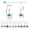 10Pcs 10 Styles Flat Round with Tree of Life Tibetan Style Zinc Alloy Keychains KEYC-UN00003-3