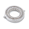 Rack Plating Brass Clear Cubic Zirconia Ring Connector Charms KK-A234-075P-2