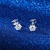 Rhodium Plated 925 Sterling Silver Micro Pave Cubic Zirconia Ear Studs for Women EJEW-P231-03P-3