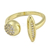 Round & Horse Eye Brass Micro Pave Clear Cubic Zirconia Open Cuff Rings RJEW-Z046-03G-2