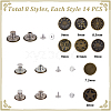 112 Sets 8 Sftyles Brass Button Pins for Jeans BUTT-GA0001-41-2