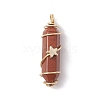 Natural Red Jasper Copper Wire Wrapped Pointed Pendants PALLOY-JF02535-04-3