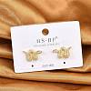 Brass Micro Pave Clear Cubic Zirconia Stud Earrings EJEW-P301-17G-1