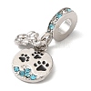 Rack Plating Alloy Aquamarine & Clear Rhinestone European Dangle Charms PALLOY-S189-16P-2