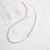 Faceted Round Natural Pink Opal & Shell Pearl Beaded Necklaces NJEW-L125-005G-02-5