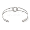 Non-Tarnish 304 Stainless Steel Hollow Rectangle Cuff Bangle for Women BJEW-D061-03P-3