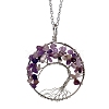 Natural Amethyst Chips Pendant Necklaces PW-WG61261-03-1