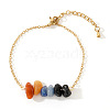 Bohemian Natural Sodalite & Carnelian & Obsidian Chips Link Bracelets CL1551-5-1