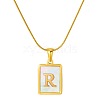 Stainless Steel Snake Bone Chain Alphabet Necklace with Shell Pendant WD3660-18-1