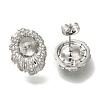 Brass Micro Pave Clear Cubic Zirconia Stud Earring Findings KK-K388-15P-1