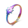 Ion Plating(IP) 304 Stainless Steel Flower Adjustable Ring for Women RJEW-M149-03RC-3