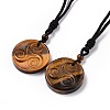 Natural Tiger Eye Triskele/Triskelion Pendant Necklace with Nylon Cord for Women NJEW-E091-01C-1