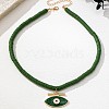 Alloy Enamel Evil Eye Pendant Polymer Clay Heishi Beaded Necklaces for Women FS-WG2D3C8-01-1